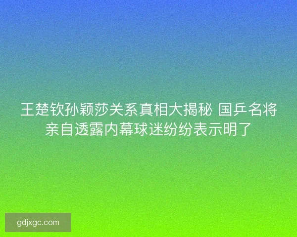 王楚钦孙颖莎关系真相大揭秘 国乒名将亲自透露内幕球迷纷纷表示明了
